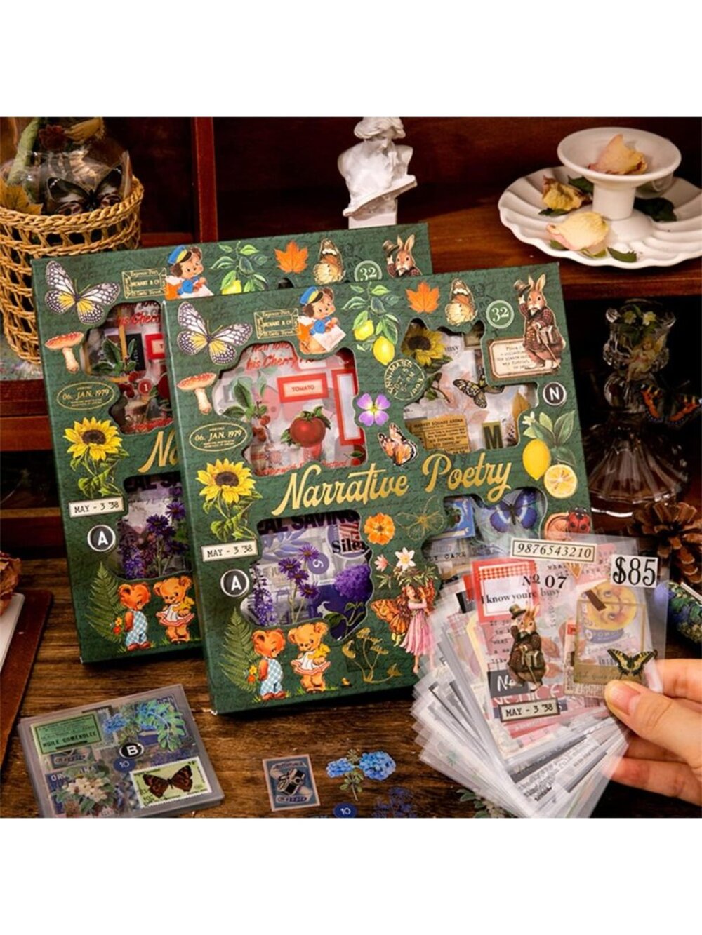 New 640Pcs Vintage Nature Stickers Flowers, Butterflies, Plants for Crafts - Picture 3 of 7